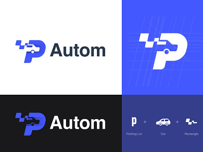 Autom parking lot logo vi branding car graphic design logo
