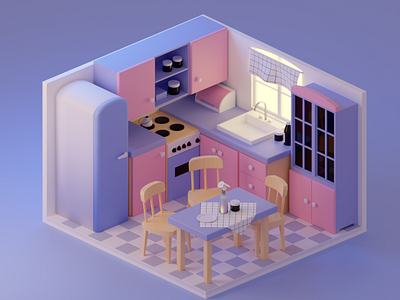 3D cartoon kitchen
