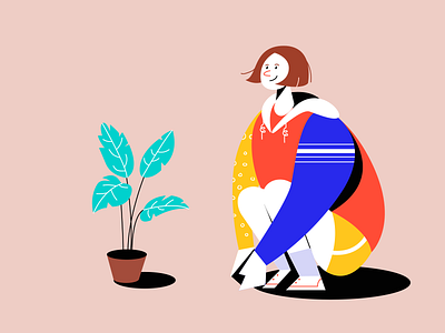 plants and girl illustration illustration