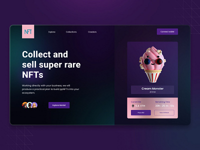 NFT Marketplace Website Design banner figma graphic design landing page nft ui website design