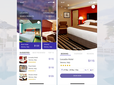 HotelApp (Search Results,Details) booking cards design details hotel hotel app hotel booking hotels ios list view mobile search results ui ui ux uiux ux