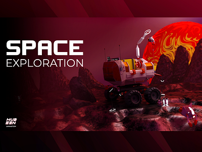 space adventure space rover 3dillustration 3d advertising banner branding design graphic design illustration lowpoly modelling modern scifi ui uidesign