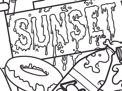 Sunset digital illustration line art