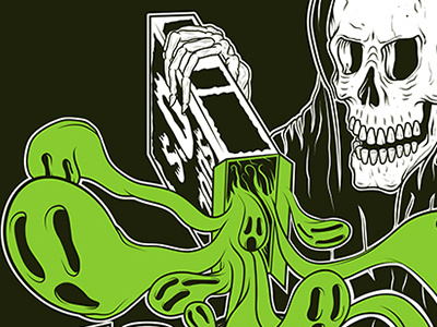 Soul-E-O's creepy death ghost halloween illustration line art skeleton skull soul spooky