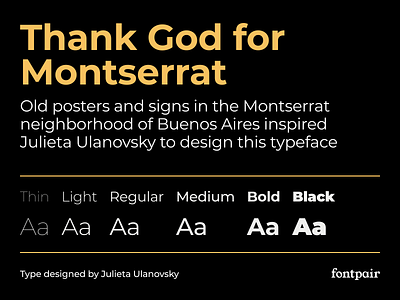 Montserrat - Sans-Serif Google Font font font pair font pairing fontpair fonts google font google fonts googlefonts montserrat sans serif sanserif typeface typography