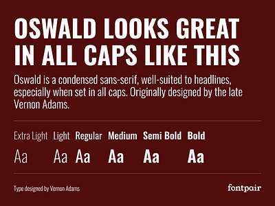 Oswald - Sans-Serif Google Font font pair font pairing fontpair fonts google font google fonts googlefonts oswald sans serif sans serif sanserif typeface typography