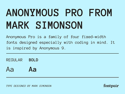Anonymous Pro - Monospace Google Font design font pair font pairing fontpair fonts googlefonts typeface typography