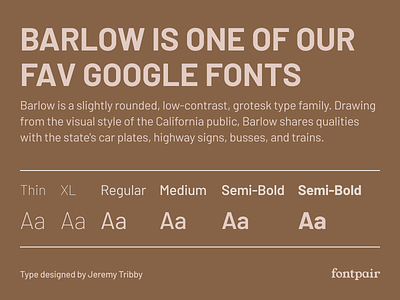 Barlow - Sans Serif Google Font design font pair font pairing fontpair fonts googlefonts typeface typography