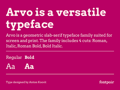 Arvo - Slab-Serif Google Font design font pair font pairing fontpair fonts googlefonts typeface typography