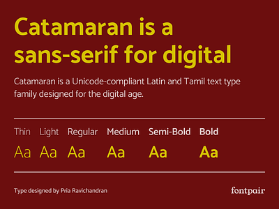 Catamaran - Sans Serif Google Font design font pair font pairing fontpair fonts googlefonts typeface typography