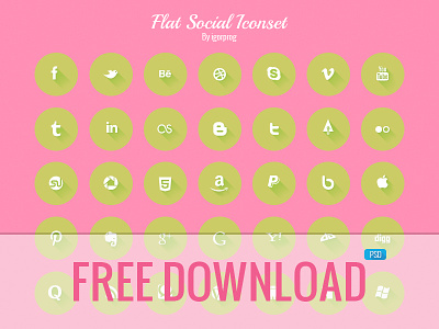 Free Flat Social Iconset flat flat icons flat social icons free flat icons free icons free social icons icon set icons iconset social icons