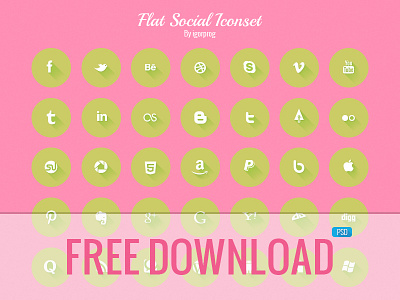 Free Flat Social Iconset flat flat icons flat social icons free flat icons free icons free social icons icon set icons iconset social icons