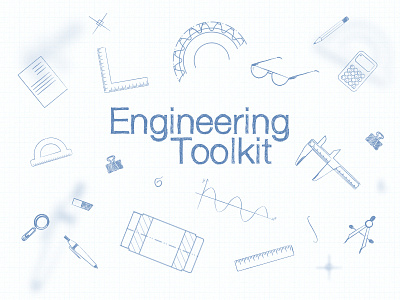 Engineering Toolkit hand drawn icons landing toolkit