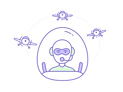 Sky Fight color design fight graphic illustration line man pilot plane vector web wip