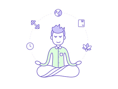 Yoga color design graphic illustration line man relax things vector web wip yoga