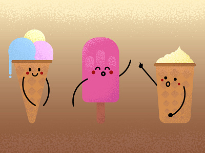 Three types of ice cream. cold cream dessert food glass happiness ice joy pink wafer yellow