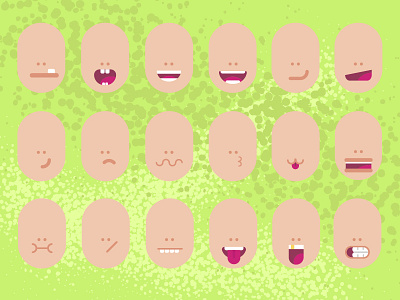 Different kinds of mouths. anger emotions face joy language mouth red sadness smile teeth white