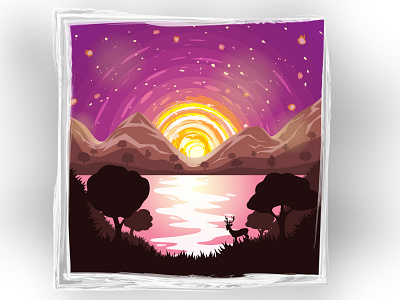 Sunset adobe art artwork creative design digital fantasy illustration illustrator landscape minimal minimalism simple sunset vector