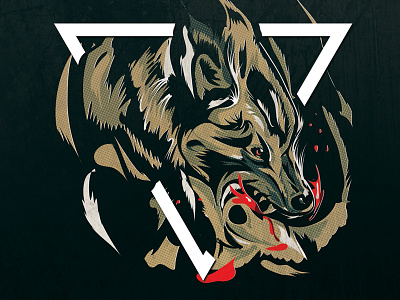 Wolfie halftones illustration skateboard design wolves