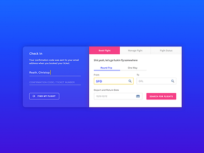 Check In / Flight Sign Up 001 dailyui planes ui