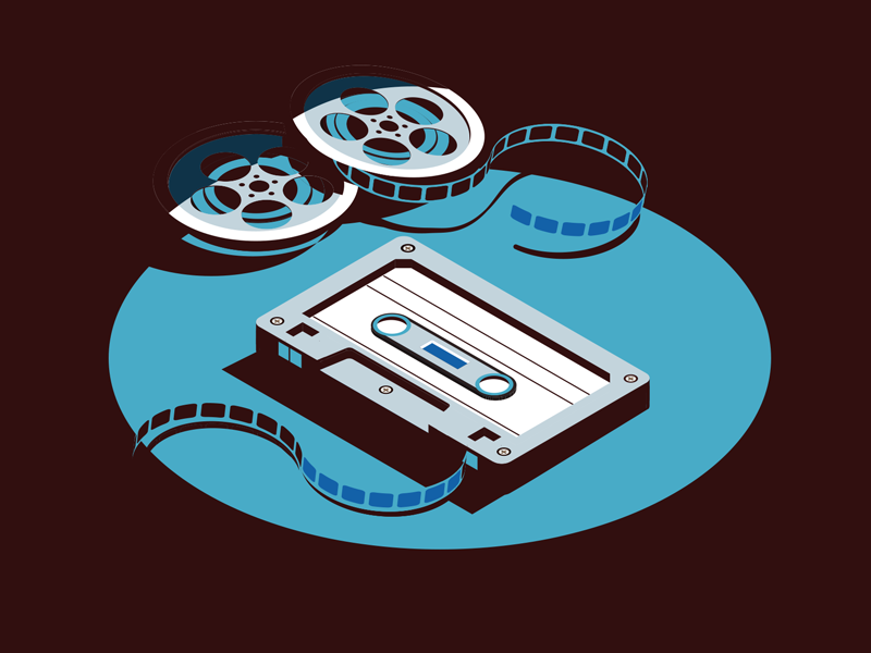 Quiet on the Set i got the blues prpl film reels blues illustration cassette