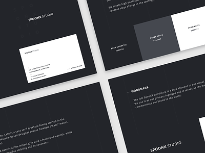SpoonX Studio Brand Guidelines agency black and white brand brand book brand identity color guidelines logo mark print styleguide typography