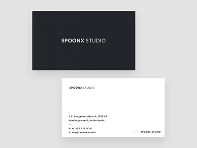 SpoonX Studio — Business Card agency black and white brand brand identity branding business card clean creative dark minimal print typography
