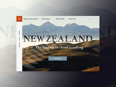 Visit New Zealand landing page mockup new zealand ui web design wireframe