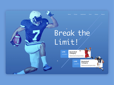 Sports Landing Page break design football illustration interface design ios limit page rugby screen design soccer sport ui ui ux ux ux process web