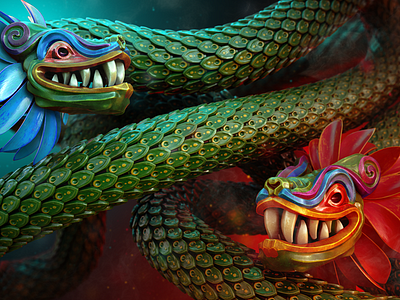 The Divine Duality 3d 3ds max duality feather god illustration mystical photoshop quetzalcoatl sculpting snake zbrush