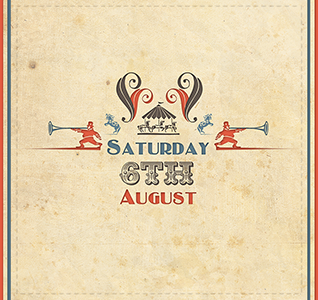 wedding invite card full view carousel circus edwardian invitation old paper rustic stitch texture typography vintage