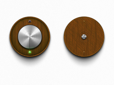 Wooden and Metal Knob Thing brushed aluminium dial knob led light off on realism retro switch textured wood