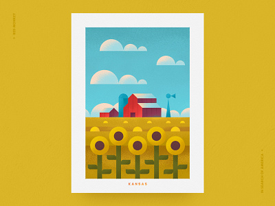 Kansas. adventure farm field fun kansas minimalism nature poster travel usa vector