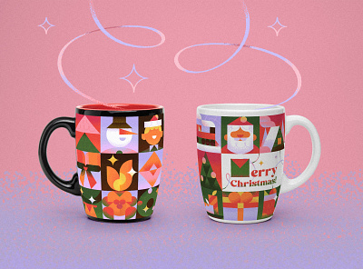 Christmas Mugs abstract christmas design funny geometric minimal mug new year vector vectorart
