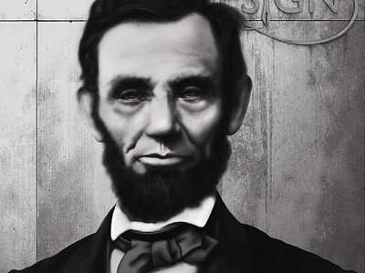 Abraham Lincoln - old project black and white digital paint illustration portait