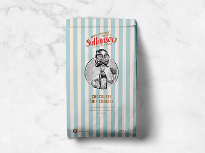 Sultanser - Chocolate Chips Pouch brand identity brand mascot branding cartoon character design cookie cookies design drawing dribbble food branding hand draw hello illustration logo new packaging packaging design sketch vector
