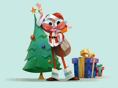 Ivy wishes you a Merry Christmas brand identity brand mascot branding character design character illustration christmas christmas tree design draw drawing graphic design hand draw illustration new year presents santa santa claus sketch vector