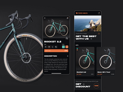 Pride Bikes // Mobile app app application bicycle bike catalog design shop sport ui ui ux ui design uidesign uiux ux ux design uxdesign uxui web design