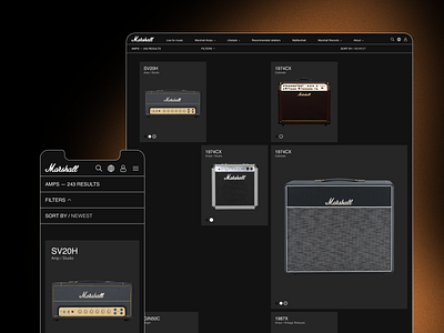 Marshall amp catalog dark design history marshall modern typogaphy ui ui ux ui design uidesign uiux ux ux design uxdesign web design