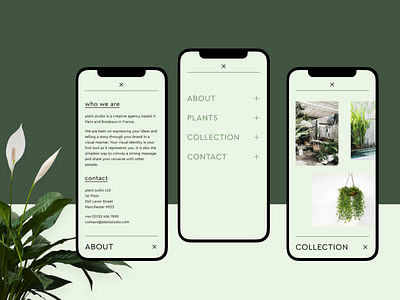 plant.studio // Mobile menu design green interface menu menu design mobile mobile design mobile ui navigation plant ui ui ux ui design uidesign uiux ux ux ui ux design uxdesign uxui