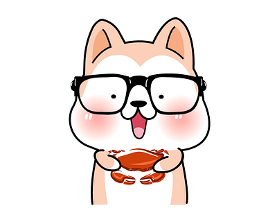 Shiba holing a crab illustration