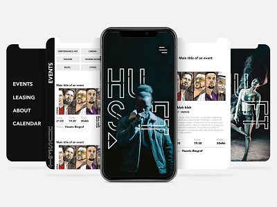 Mobile app design for Huset - culture house app art article articles bold culture event events graphic design illustration illustrations menu mobile music ui web