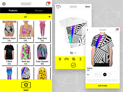 Yoshirt - Snap it. Wear It. e commerce fashion ui ios app mobile ui on demand tshirt printing yoshirt