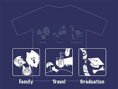 T-shirt for Family Reunion Trip avatar graduation icon illustration pet t shirt travel