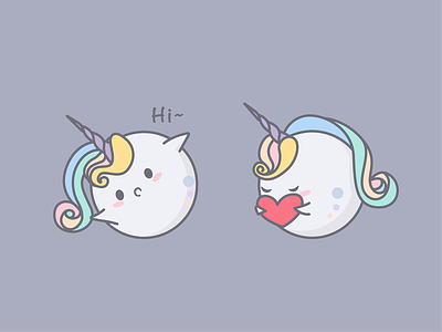 Uniball Emoji Pack - Sweet avatar ball emoji hello icon love you unicorn vector