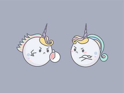 Uniball Emoji Pack - Angry avatar ball emoji hurry icon mad unicorn vector