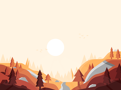 🌄 Sunset in [...]? 🌄 alexpasquarella birds brightness fall forest illustration sun sunset tent the bird is the word warm woods