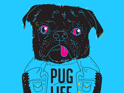 PUG LIFE bestial cool dog illustration pet pug