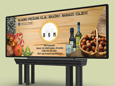 Trade show design - DOM banner branding fruit hazelnut homemade illustration package panel table cover trade show