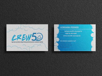 Business card design - Crew50 blue and white branding business card clean cleaning cleaning company flat flyer graphic design house modern